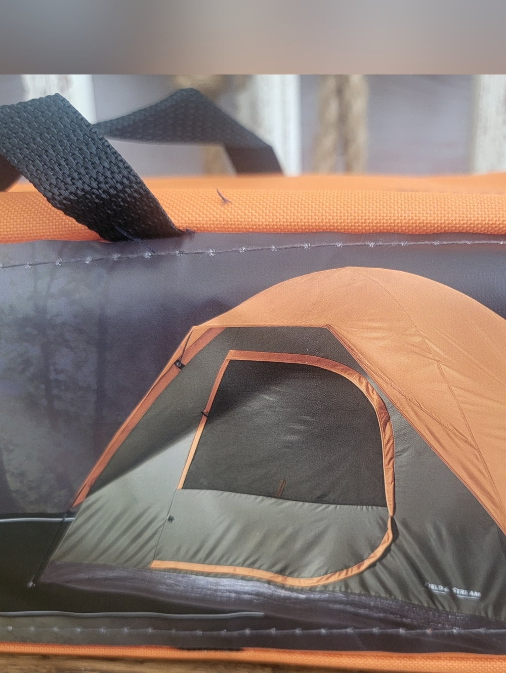 Field & Stream Orange and Green 3-Person 7x6 Dome Tent in Carry Bag-NEW